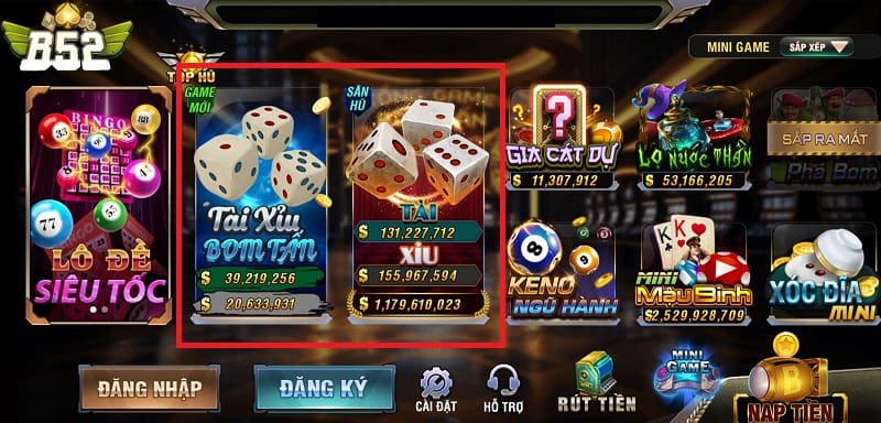 Nhấn vào game tài xỉu và bắt đầu chơi Nhấn vào game tài xỉu và bắt đầu chơi