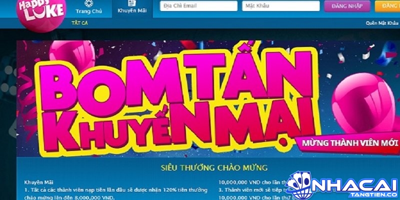 Happyluke nổi bật khi tặng mức tiền thưởng lên đến 150K cho người chơi mới